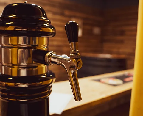 Beer tap in the brewery pub